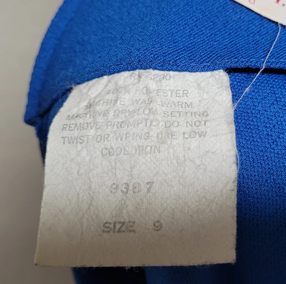 Barby Jr Vintage 60s Royal Blue Mockneck Tie-Waist Button Micro Mini Dress M - Picture 11 of 11
